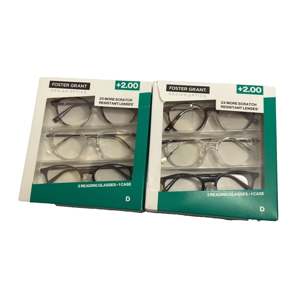 Foster Grant Design Optics Readers 2.00 Classic Round 2-(3pks) #809 OB
